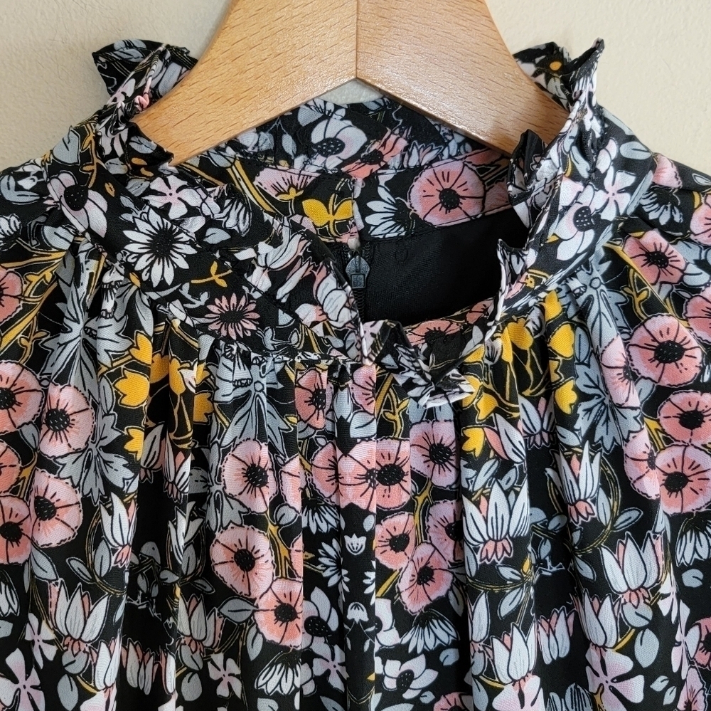 NWT Julia Jordan | Short Sleeve Mock Neck A-line Floral Midi Dress Size 6 - Picture 5 of 10